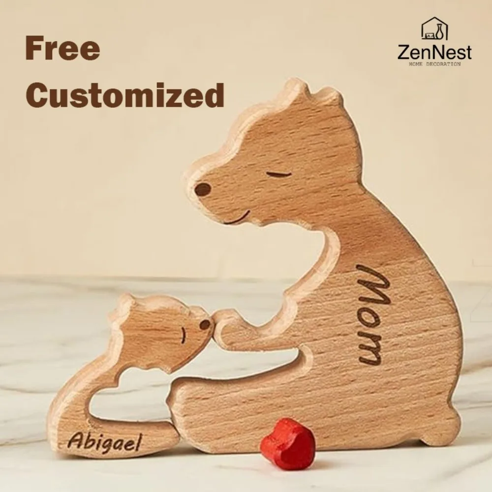 Wooden Bear Home Art Puzzle Personalized Custom Birthday Gift Art Puzzle Home Decor Christmas Thanksgiving Mom Home Warm Gift