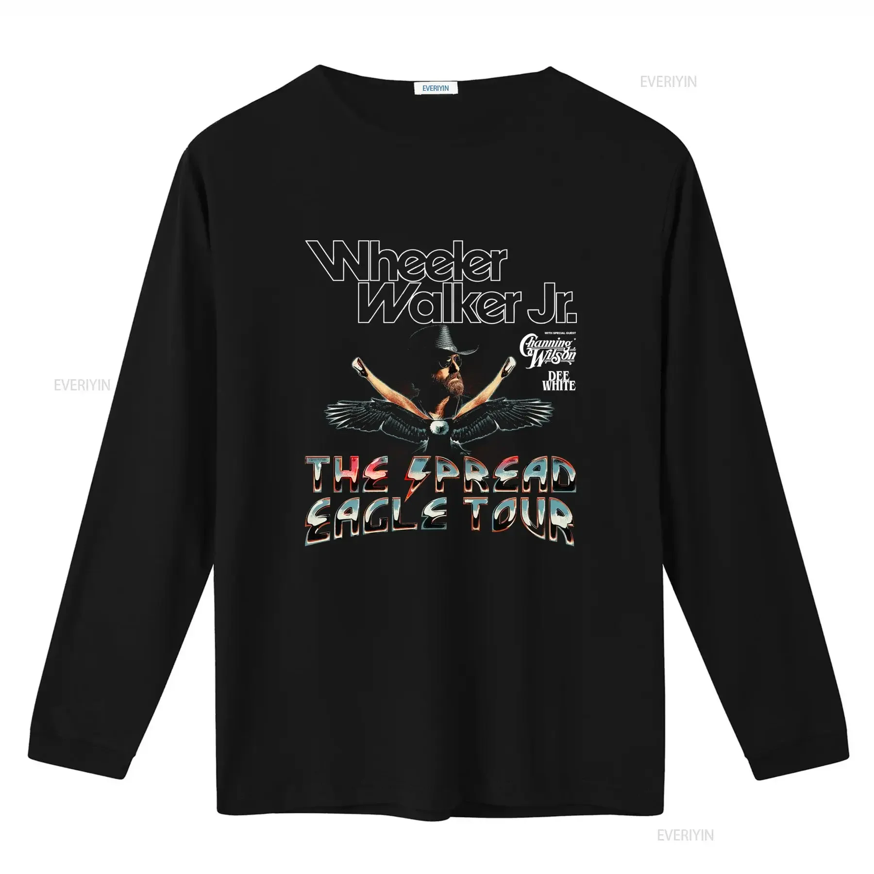 Wheeler Walker Jr The Spread Eagle Tour 2023 Fan T Shirt with Print vintage Washed Casual fashion homme Slightly Versatile Soft