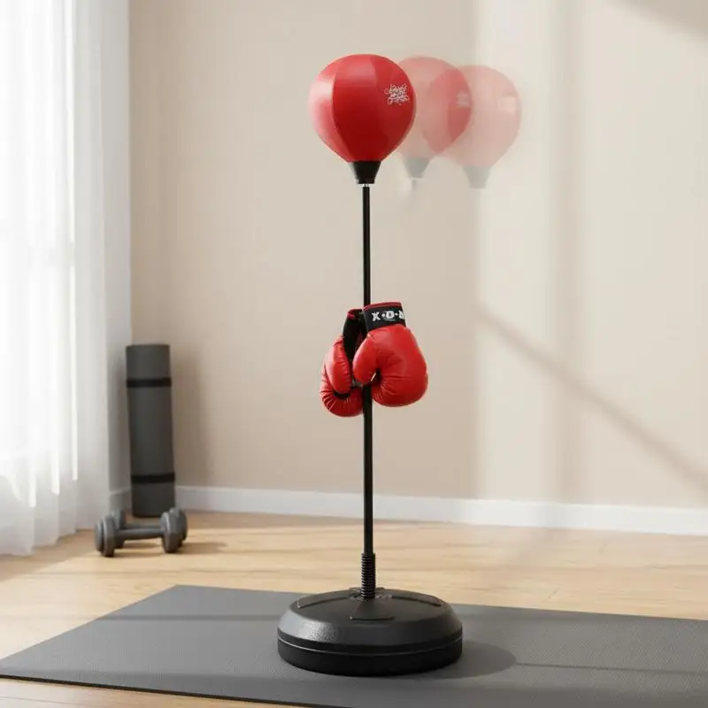 Geschwindigkeitsreflex-Sack, höhenverstellbar 122-154 cm, inklusive Ständer und Handschuhe, Boxtraining, Reflexe, Zuhause, Fitness, Amateur, Inlandversand