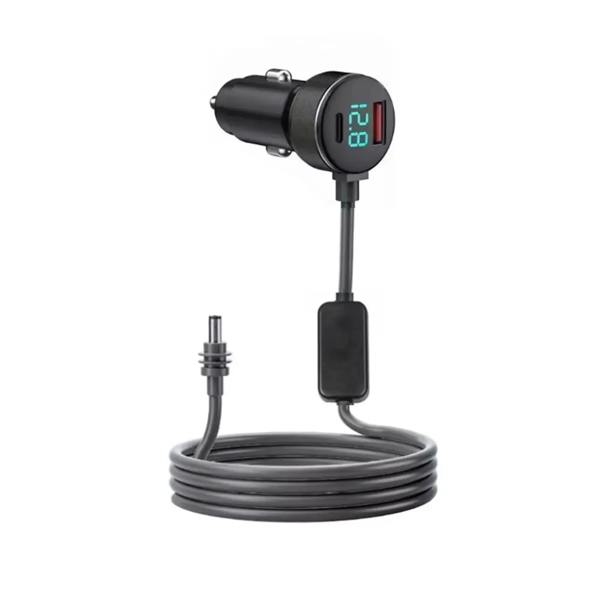 A48U  Car Charger for Dual USB Car Charger 12V-24V DC Cable Digital Voltmeter Waterproof ExtensionCable 16.4ft