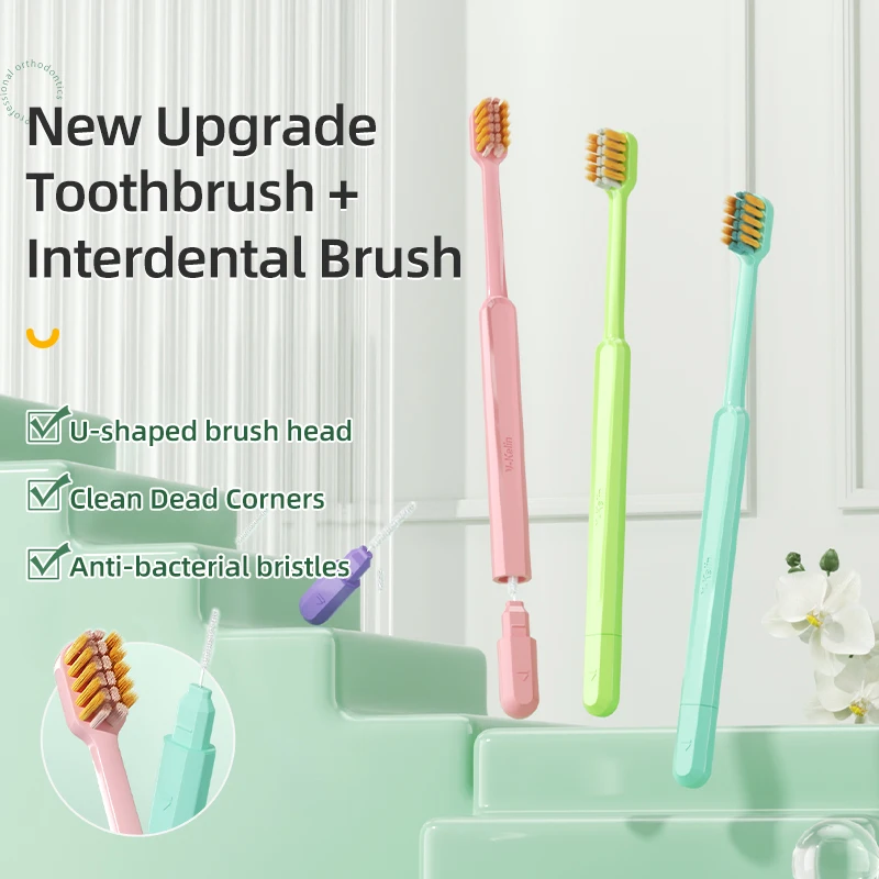 

Y-Orthodontic Toothbrush, Specialized for Correcting Teeth, Wearing Braces, Adult Soft Bristled Small Head Oral Care