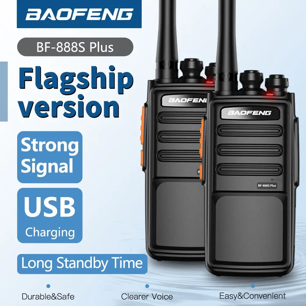 2 uds. Baofeng Walkie Talkie BF-888S PLUS, versión mejorada, radio bidireccional de 16 canales, transceptor de radio recargable VOX UHF 400-