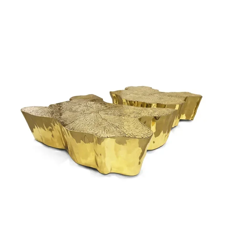 Creative metal light luxury high-end villa living room irregular artistic coffee table