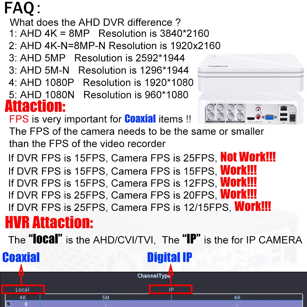 CCTV DVR 4 Channel 1080N AHD DVR Digital Video Recorder 4 IN 1 Hybrid DVR 1080P NVR Security Surveillance P2P