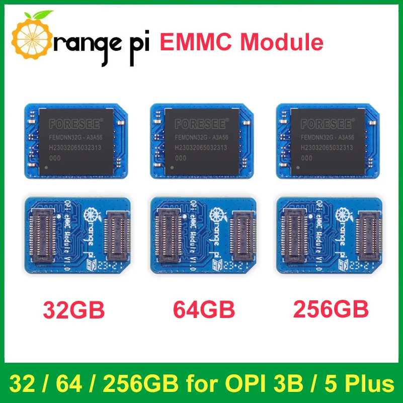 Модуль Orange Pi EMMC 32 ГБ, 64 ГБ, 256 ГБ, быстрая скорость чтения и записи, высокая производительность для Orange Pi 5 Plus 3B