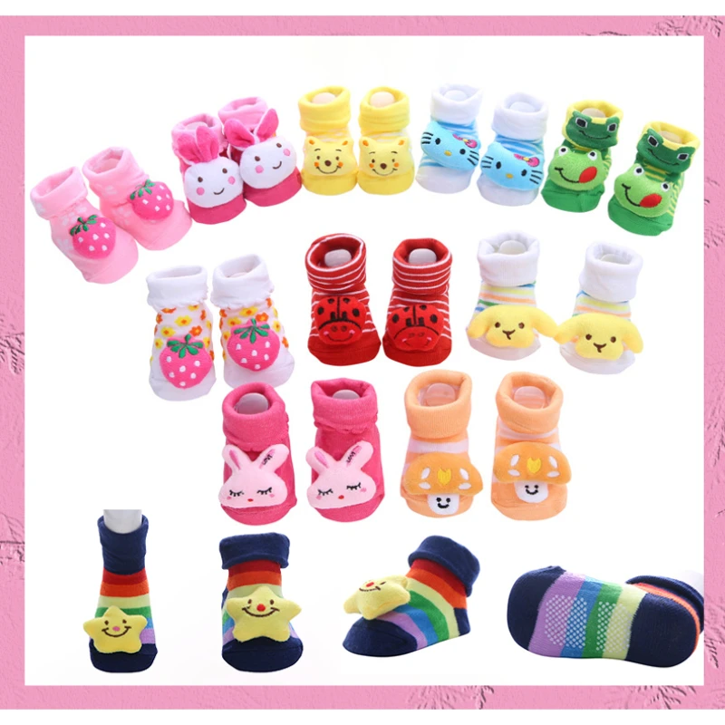 Fall Winter 0-1 Year Old Baby Socks Cute 3D Cartoon Doll Socks Warm Cute Socks Baby Girl Boy Socks