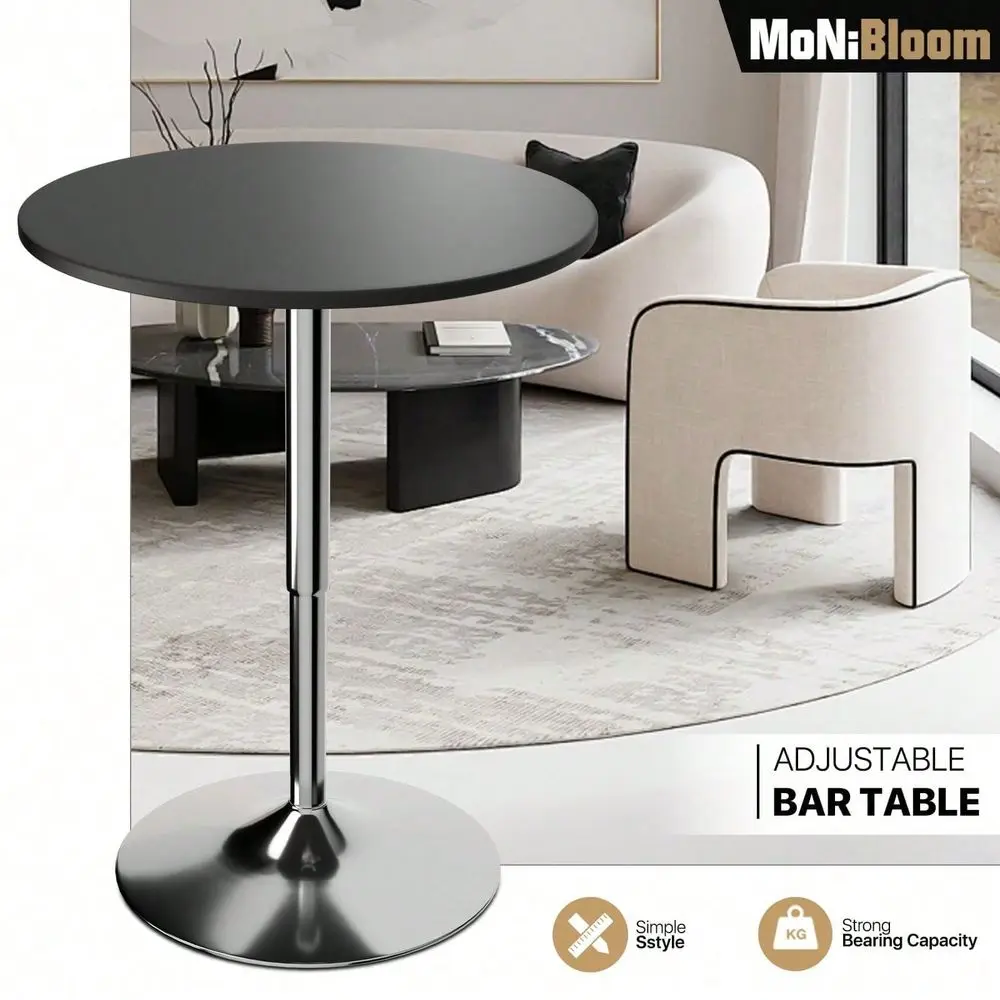 

Bar Table Pub Table Round Bar 27.5 36 HeightAdjustable Cocktail Table For Dining Room Home Kitchen Patio Bistro, 23.5 Inch Table