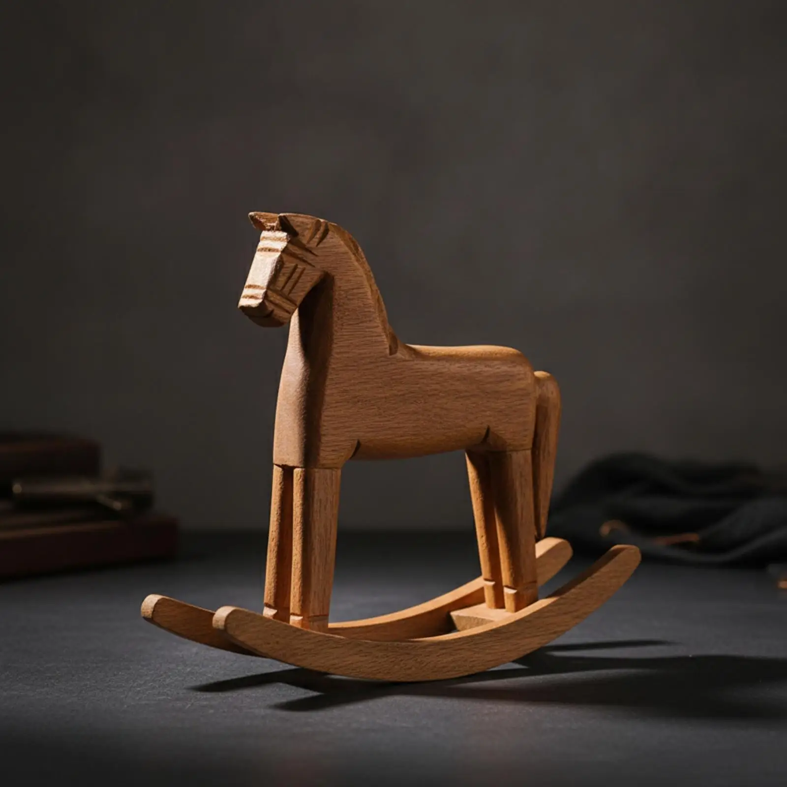 Antique Style Pine Wood Horse Figurine for Cozy Mantel Desk Decorative Collectible