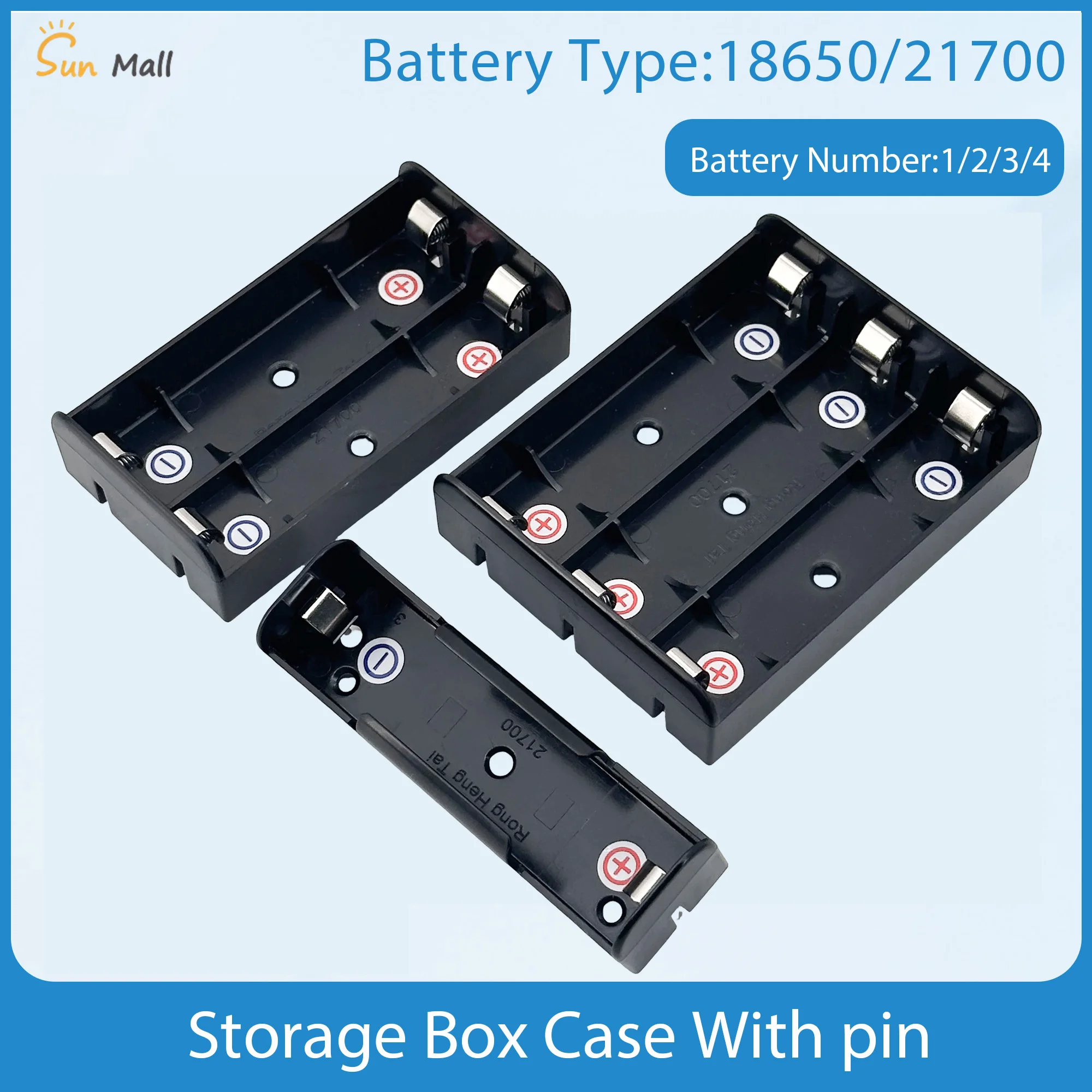 New DIY 18650 21700 Power Bank Cases 1S 2S 3S 4S 18650 Battery Holder Storage Box Case 1 2 3 4 Slot Batteries Containe Hard Pin