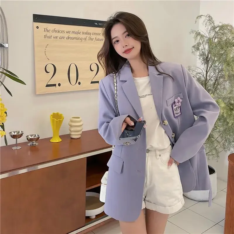 Korean Style Chic Sweet Small Fragrant Wind Blazer Women's Leisure Suit Jacket Spring Autumn Design Niche Loose Fashion Outwear