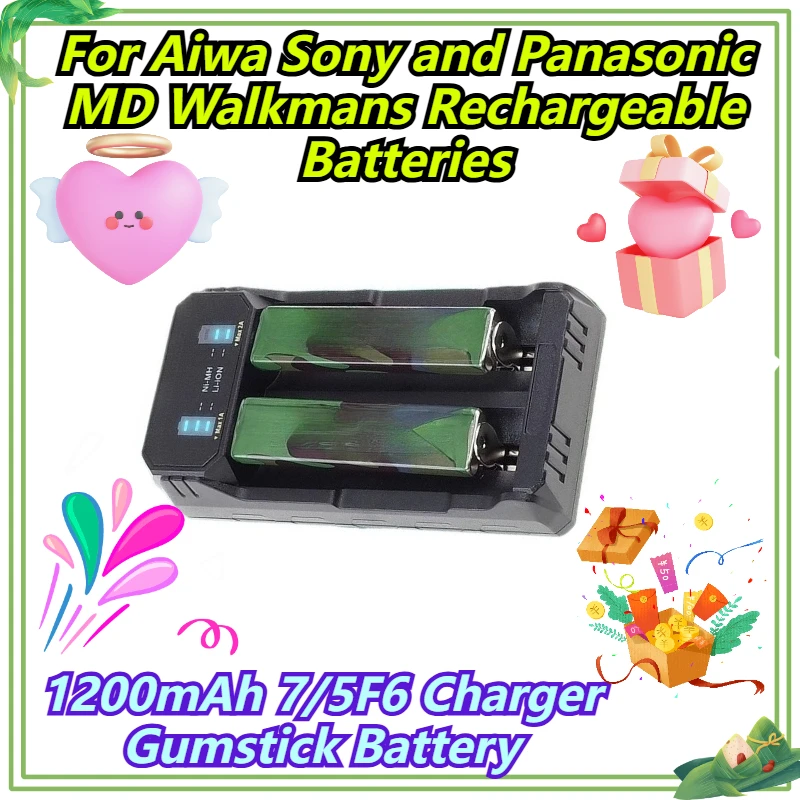 

1200mAh 7/5F6 Charger Gumstick Battery For Aiwa Sony and Panasonic MD Walkmans Rechargeable Batteries