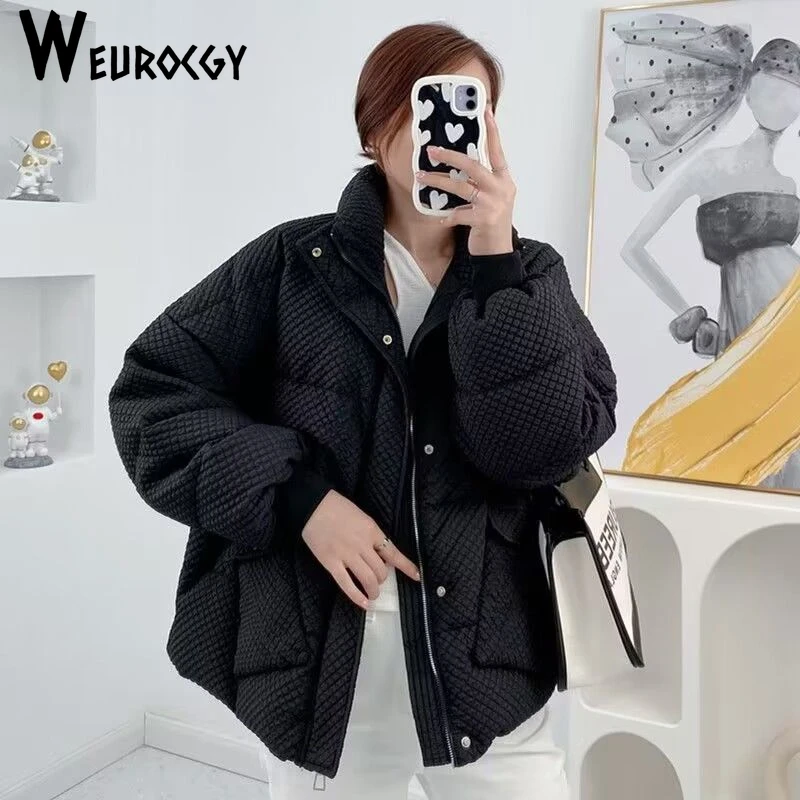 Women's Down Jacket Korean Edition Windproof Stand Collar Casual Loose Versatile Women Down Coat 2024 Winter New Style Coats