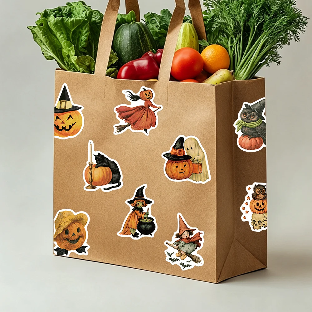 50 Stück Retro-Halloween-Aufkleber Vintage-Kürbis-Geister-Graffiti-Aufkleber für Laptop, Handy, Scrapbook, Tagebuch, DIY-Ästhetik-Aufkleber – Detail 11