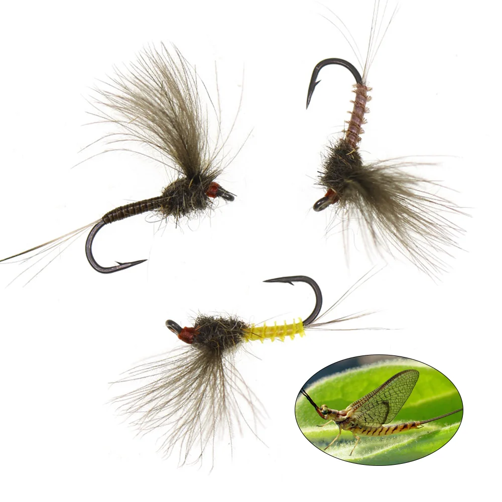 5 Stück/6 Stück # 16 CDC Mayfly Widerhaken-Angelhaken Parachute Dry Fly Künstliche Insektenköder Fliegenfischen Fliegen Forellen- und Barsch-Angelköder – Detail 1