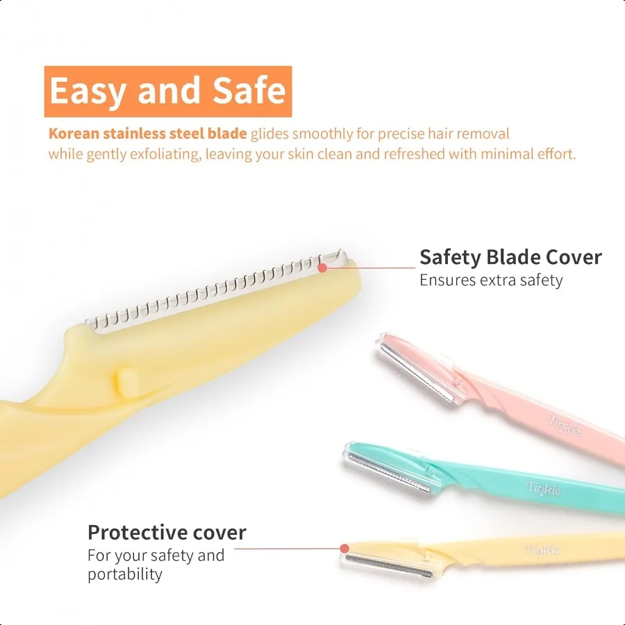 Tinkle Dermaplaning Tool 6 razors Dermaplane Eyebrow Razor Facial Razor Face Razor Peach Fuzz Remover Exfoliating Face With Sta