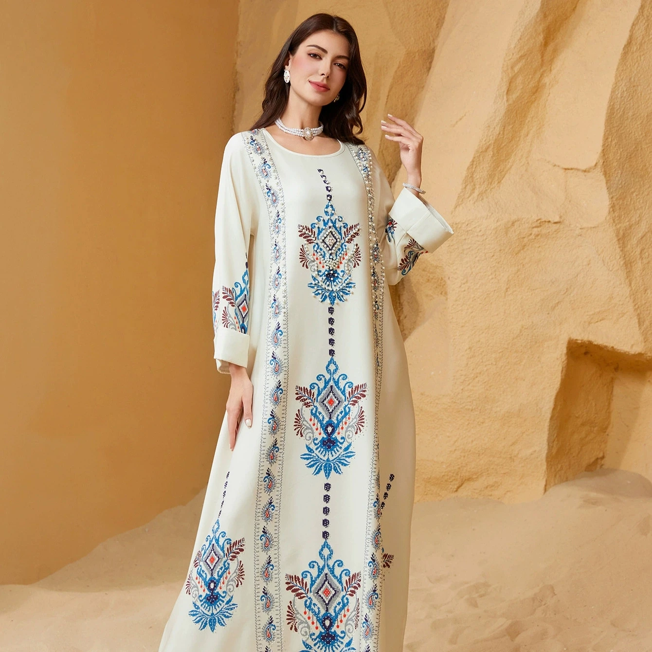 

Women Dress Middle East Flower Fashion New Muslim Dubai Abaya Turkey Robes Fashion Abaya Moroccan Kaftan Vistidos Musulmana