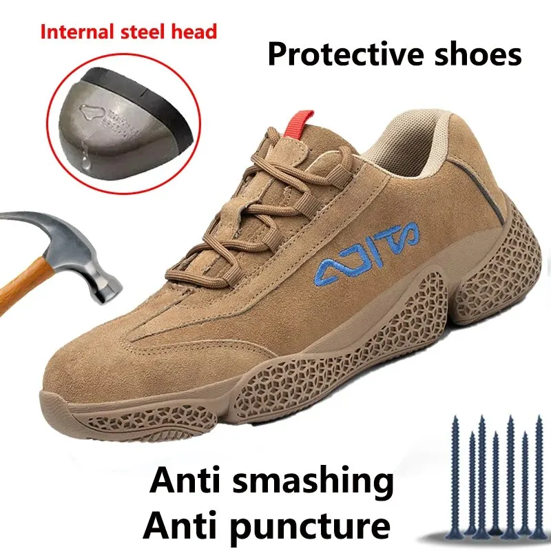 Men Safety Shoes Mesh Toe Anti Puncture Impact Resistant Anti Slip Comfort Labor Equipment Anti Smashing Piercing Protect Shoes