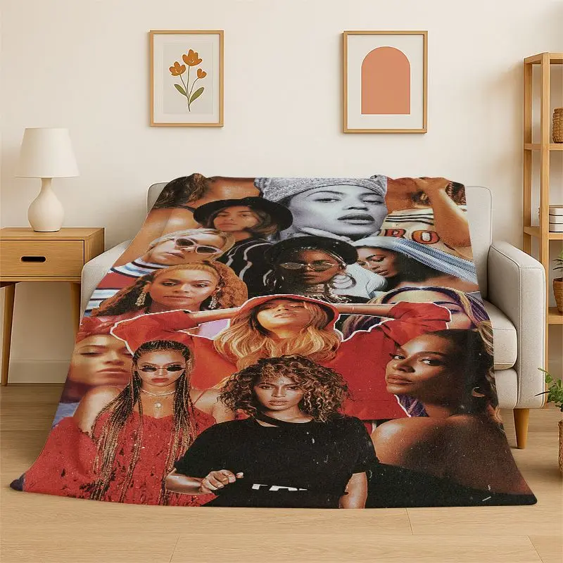 Fashion Beyonce Singer Flannel Blanket,Ultra Soft Warm Plush Throw for Home Bedroom Bed Sofa Cover Office Camping Picnic gift