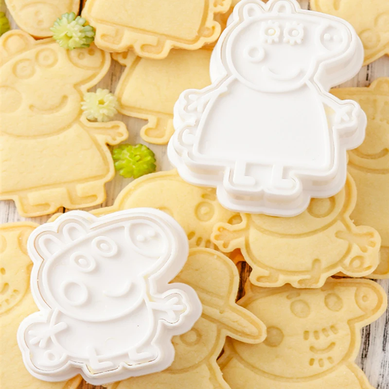 6Pcs/Set Peppa Pig Cookie Mold 3D Anime Cartoon Cute ChildrenBread Rice Ball Mold Plastic Press Type Baking Household Gifts