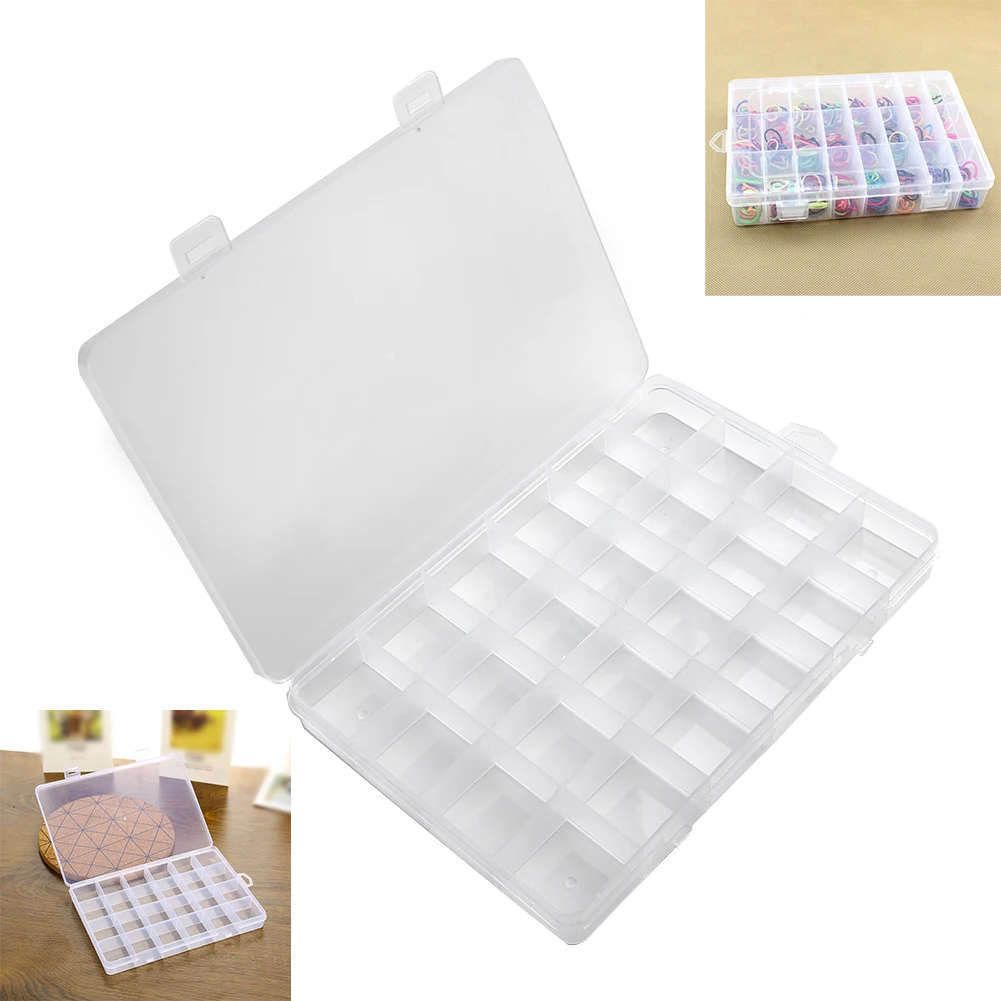 24 Compartments Plastic Clear Box Jewelry Necklace Transparent Jewelry Bead Storage Container Craft Organizer