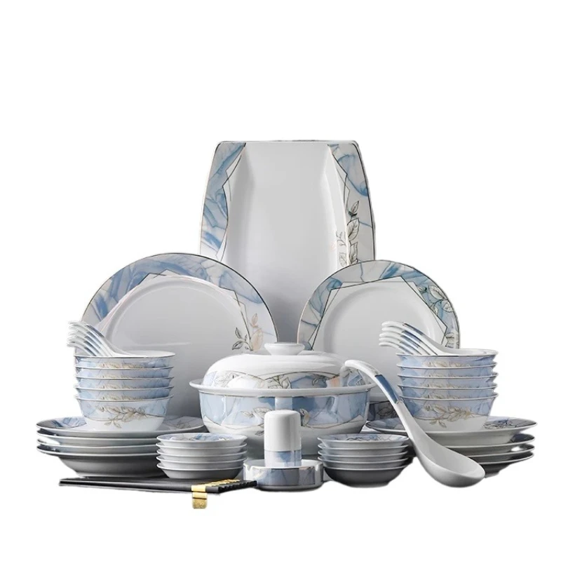 High temperature white porcelain eating bowl, household instant noodle bowl, high-end bowl and plate housewarming