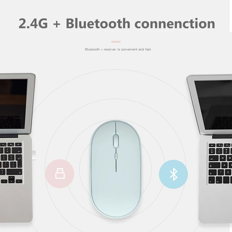 듀얼 모드 블루투스 충전식 무선 마우스, 게이머 마우스, 아이패드, 삼성, 화웨이, 레노버, 안드로이드, 윈도우, PC 노트북 마우스