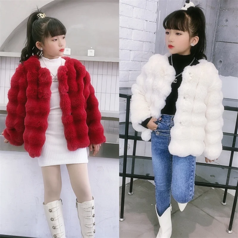 

Girls Coat Furs Jacket Cotton Outwear Windproof 2022 Beauty Warm Thicken Plus Velvet Winter Children's Clothing