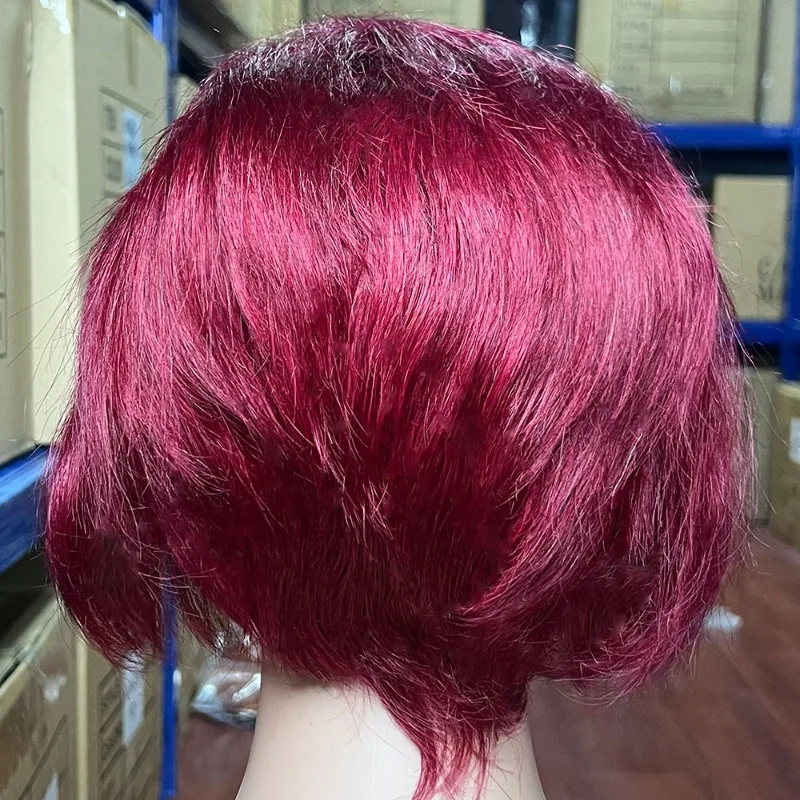 8 Zoll 12A Echthaar 13x4 Lace Frontal Perücke aus Virgin Remy Echthaar, von Ohr zu Ohr, Pixie Cut, kurze, glatte Perücke für den täglichen Gebrauch von Frauen. – Detail 4