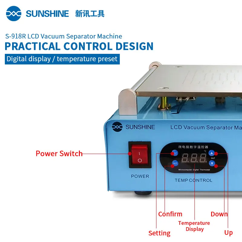 Sunshine S-918R 14 Inch LCD Vacuum Separator Machine Multi-purpose Phone LCD Glass Removing Changing Repair Machine