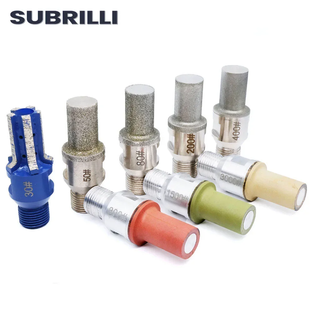 SUBRILLI Diamond Finger Bit CNC Milling Cuter Router Bit Segments Electroplated Resin For Granite Glass Stone Concrete 1/2 GAS