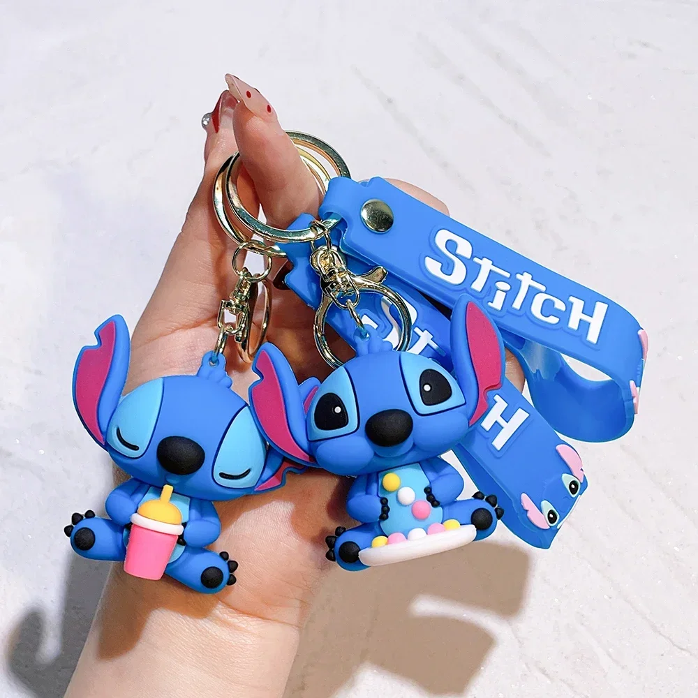 Porte-clés pendentif dessin animé Disney CAN o & Stitch pour femmes et hommes, porte-clés ange, rose, bleu, violet, cadeau
