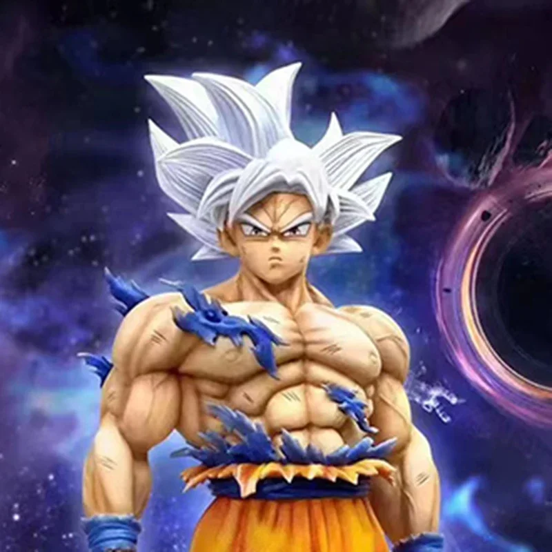 33cm Dragon Ball Super Figures Ultra Instinct Goku Figure Hair White Action Figurine LED Glow Statue PVC Collection Model Toys