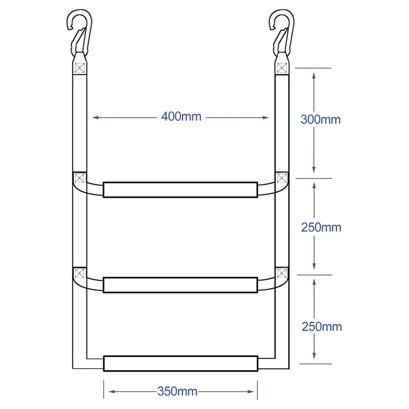 Веревочная лестница для надувной лодки, каяка, моторной лодки, каноэ (3 шага)