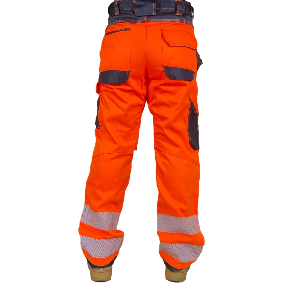 Pantalon Cargo en Coton à Rayures pour Homme, Vêtement de Travail de Construction, Multi-Poches, Sécurité FjSafety