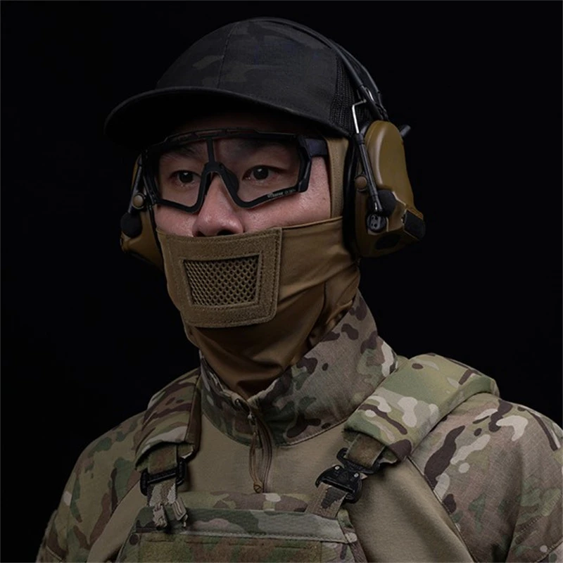 FDHBGE Tactical Headgear Full Face Mask Hunting Hiking Cycling Wargame Shooting Outdoor Sports Protective Windproof Breathable