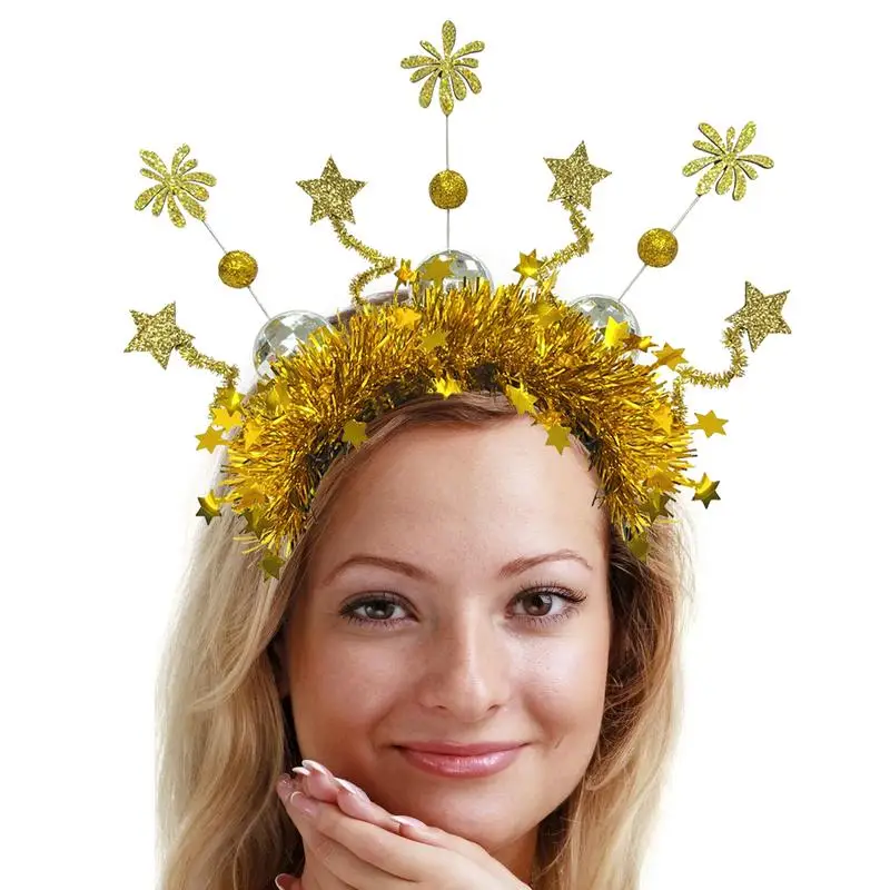 New Years Headband Glitter Star Firework Headwear Glitter Sequins Headwear Festival Costume Props Hair Accessories For Adults