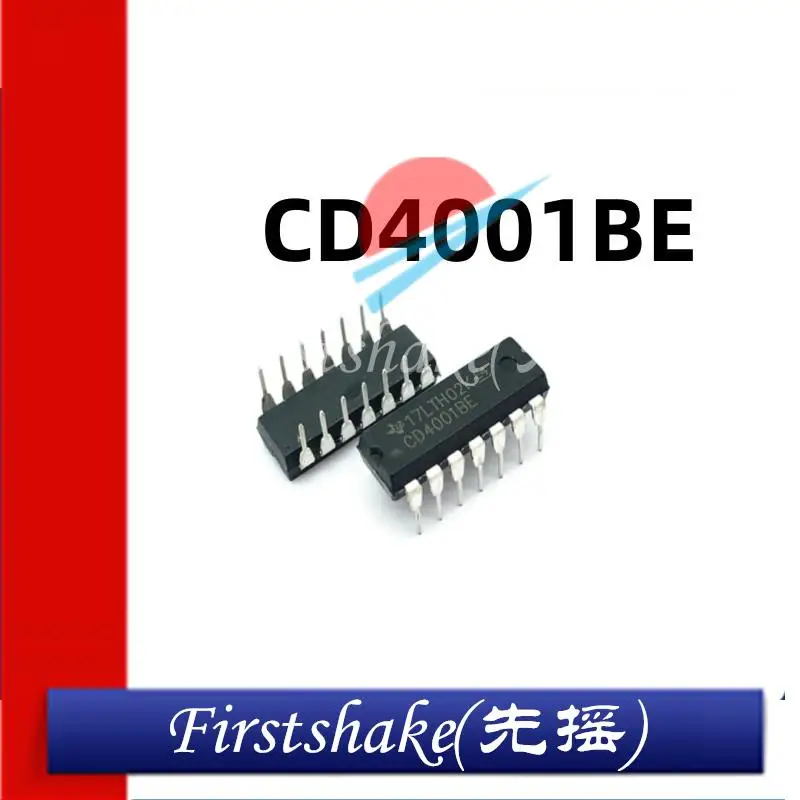 10Pcs New Imported Original CD4001BE CD4001 DIP-14 In-line Four 2 Input Or Not Door