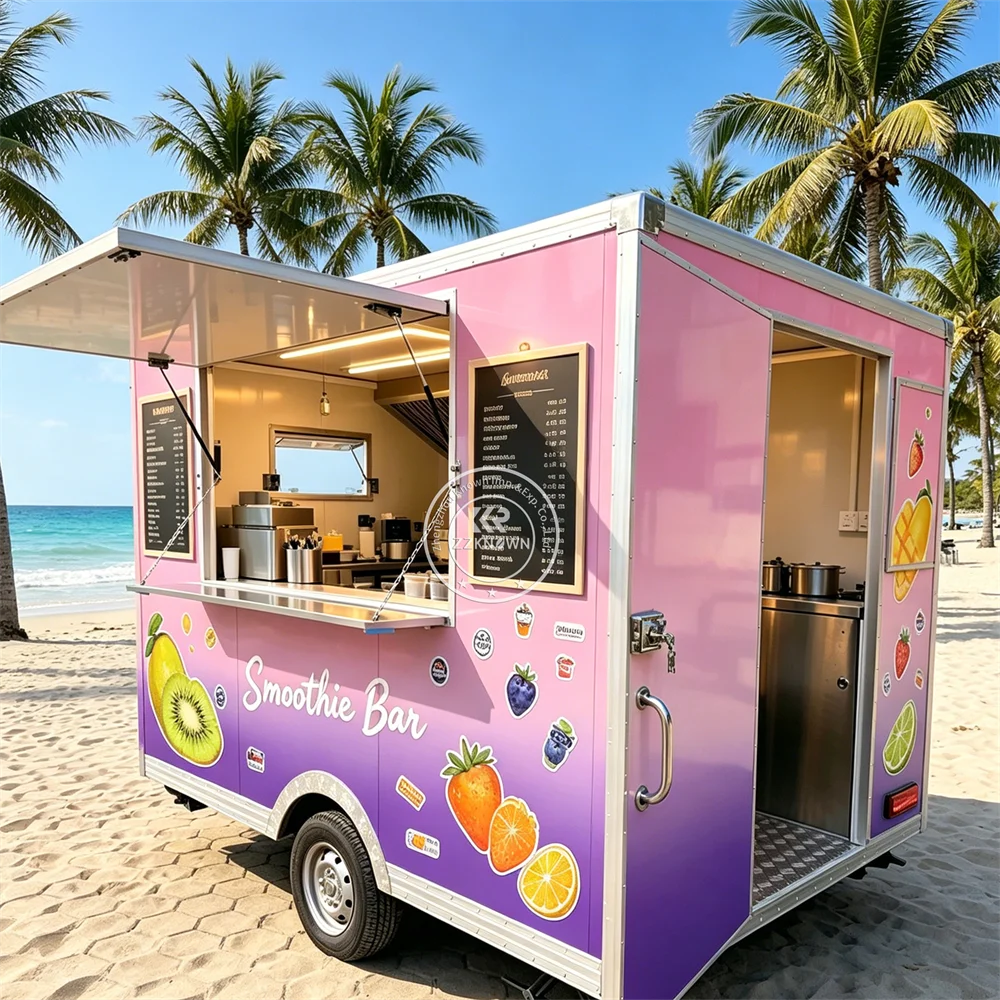 

Mobile Ice Cream Cart Food Vending Trailer Coffee Bubble Tea Snack Ice Cream Cart Concession Food Truck With Full Kitchen
