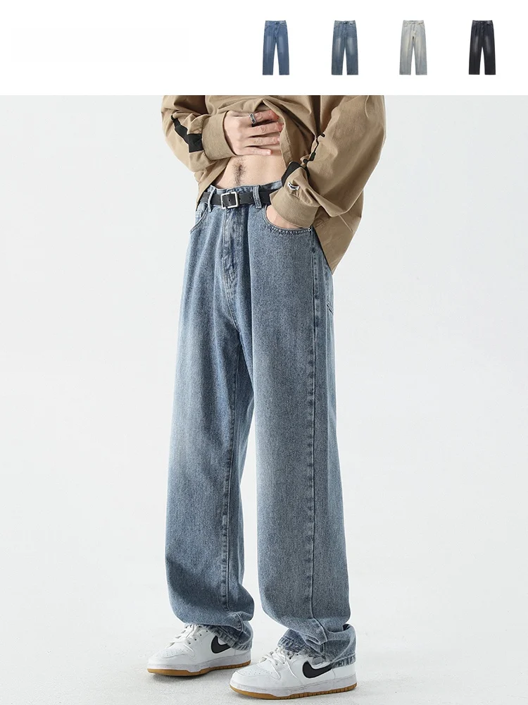 

Мужские джинсы в стиле ретро, прямые, свободного кроя, широкие штанины, повседневные, молодежные, модные, осенние, стандартные, тонкие