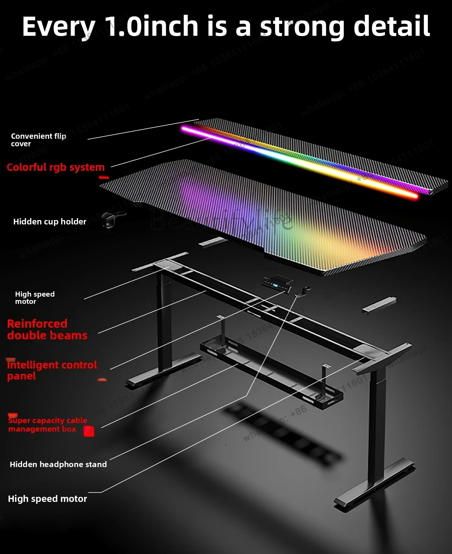 electric lifting table, e-sports table, computer table can be installed with robotic arm, household can be lifted