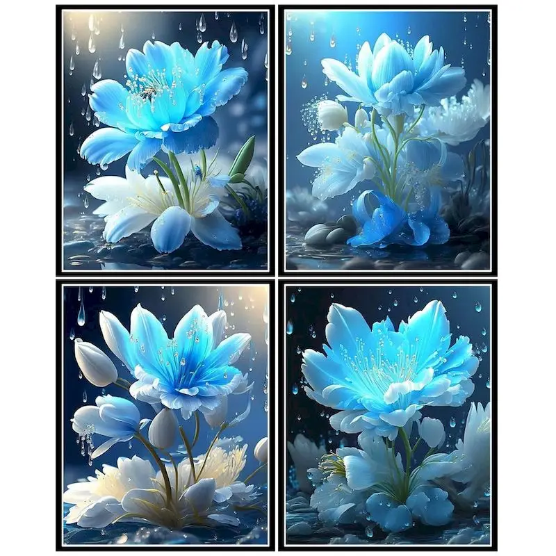 

GATYZTORY Painting By Numbers Blue Flower Diy Frame Pictures By Number Paint On Canvas Home Decoration 40x50cm