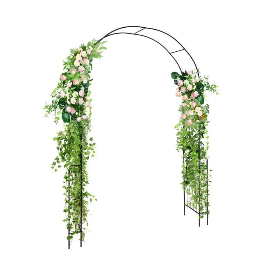 

7.9 Feet Metal Garden Arch Backdrop Stand with Fence for Climbing Plants