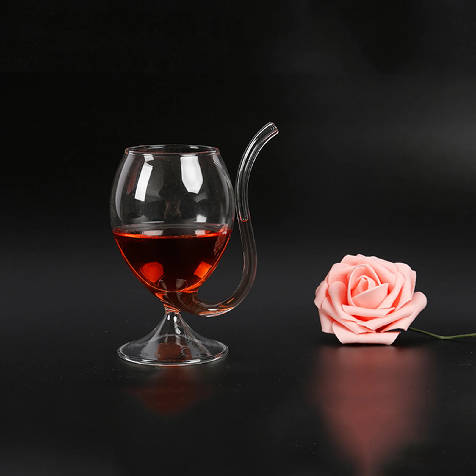 Wine Whiskey Glass Heat Resistant Glass Sucking Juice Milk Cup Nordic Creative Wine Cup With Drinking Tube Straw Vampire-Goblet