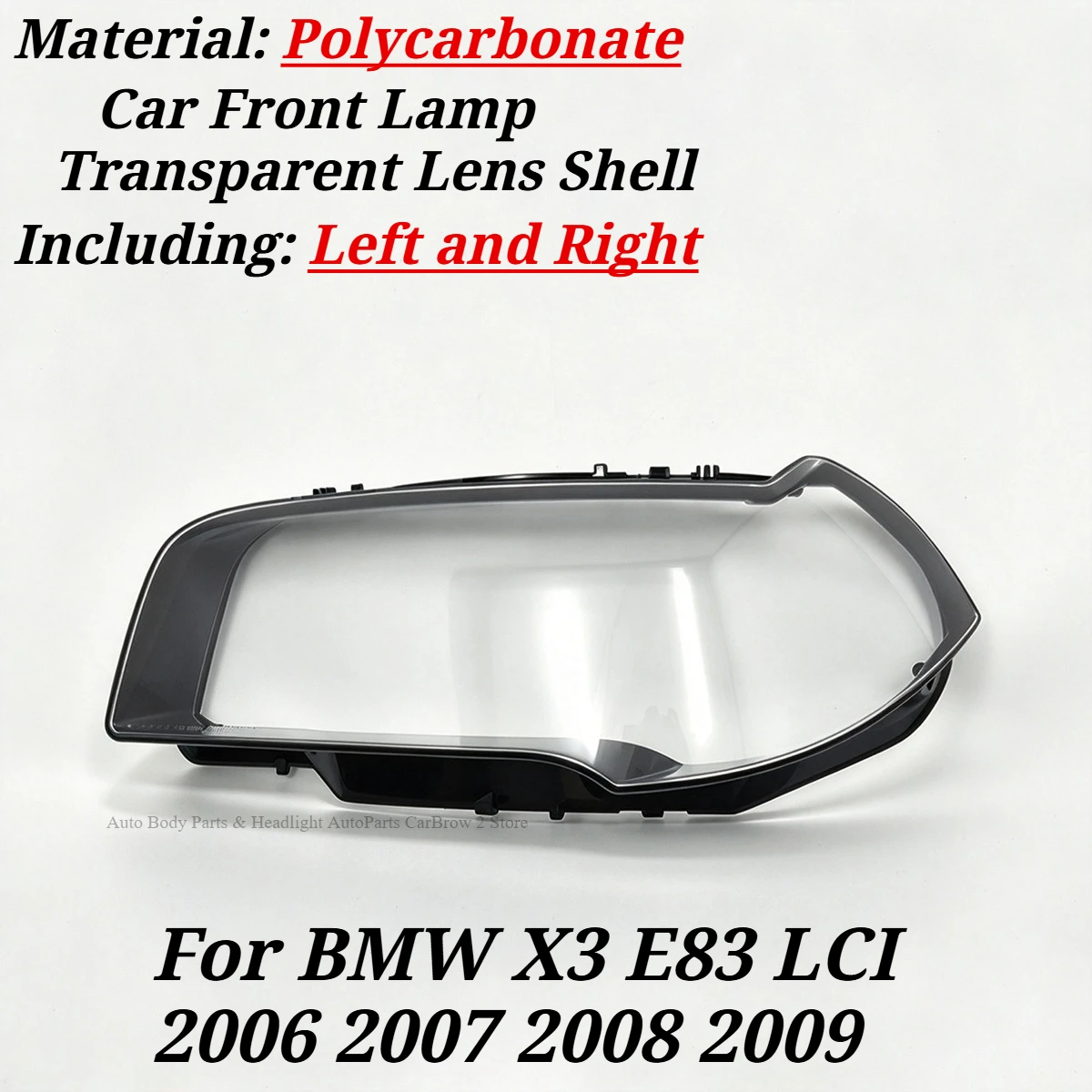 Left and Right Headlamp Outer Lens Clear Lamp Panel Replacement For BMW X3 E83 LCI 2006 2007 2008 2009 Protective Lamp Shield
