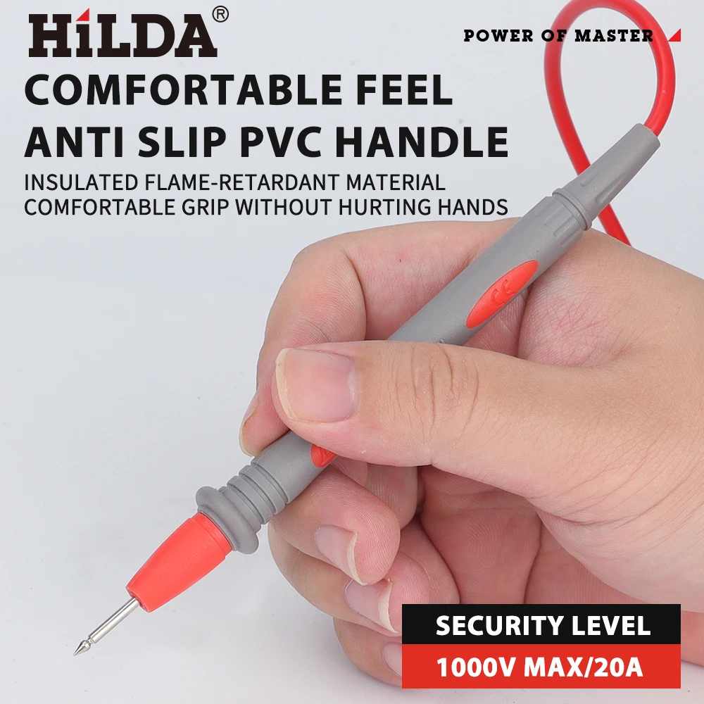 HILDA Universal Multimeter Test Leads 10A Heavy‑Duty Measuring Probe Pen Cable Replacement Wire Tips for Multimeter Tester