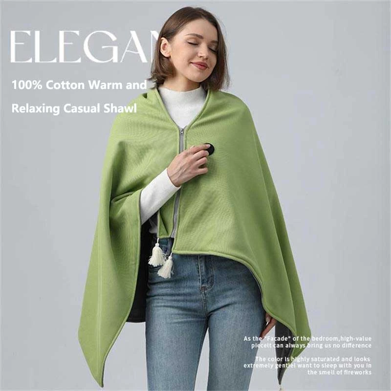 USB Electric Heating Blanket Wearable 10s Fast Heat Fleece Shawl Cape for WomenMen Winter Gift for Home Office Travel Use