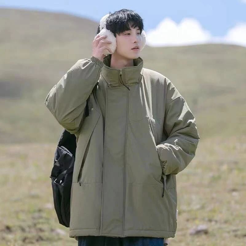 

Мужское винтажное зимнее хлопковое пальто свободного покроя в японском стиле, теплая толстая хлопковая куртка в стиле ретро, городской дизайн спецодежды