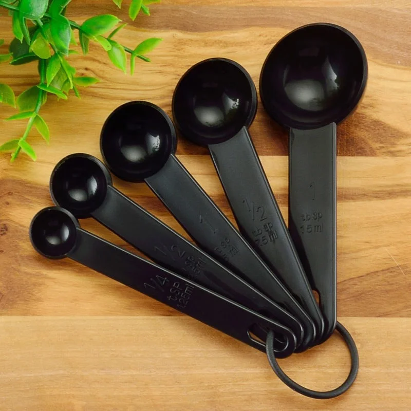 New 5Pcs/set 3 Colors Kitchen Measuring Spoon Coffee Teaspoon Sugar Scoop Baking Cooking Kitchen Measuring Cups with Scale Tools