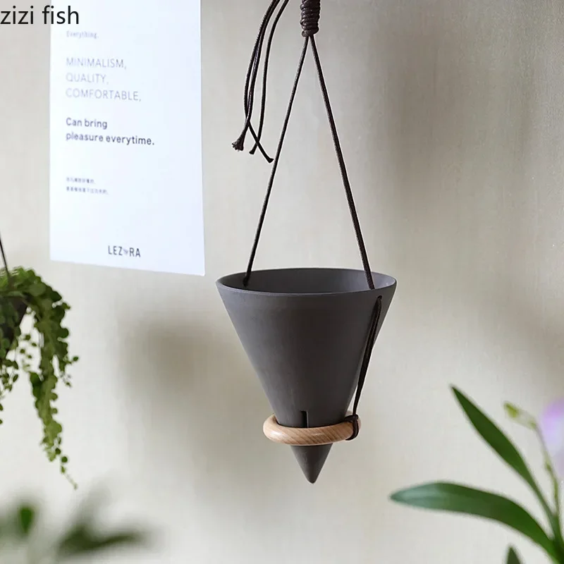 Ceramic Flower Pot Hanging Basin Triangle Hanging Basket Hangings Pot Flower Plant Pots Gardening Supplies Gardening Pots Vase