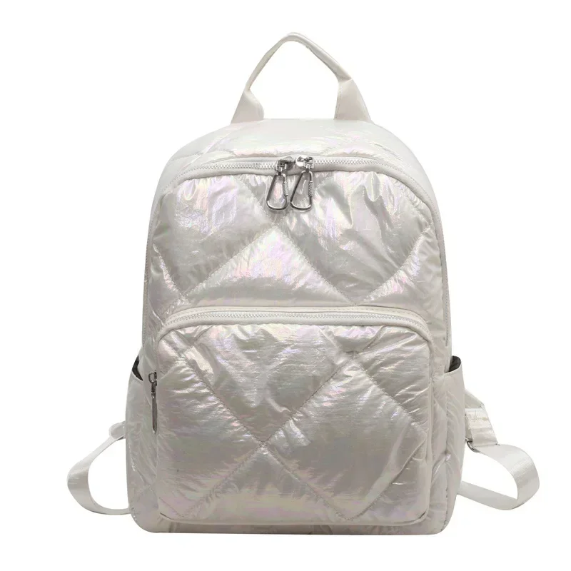 Fashionable Space Pad Cotton Women Backpack Gold Solid Color School Bag Women Sports Backpack Women Nylon Pad Bag